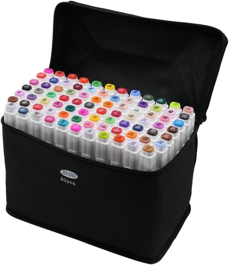 JOJOO 80 Colors Art Design Marker Pens Doubleend Dual Tip