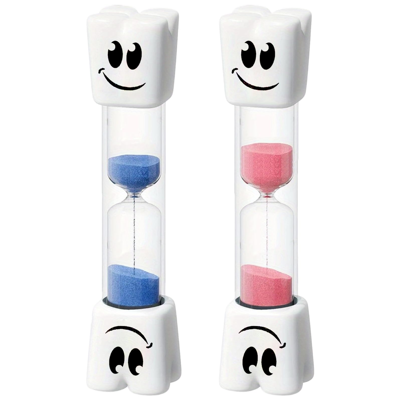 Tagmeiu White 2 Pcs Toothbrush Timer For Kids, Pink 3 Min & Blue 2 Minute Timer For Teeth, Fun Bathroom Hourglass, Dental Hygiene Habit Tool
