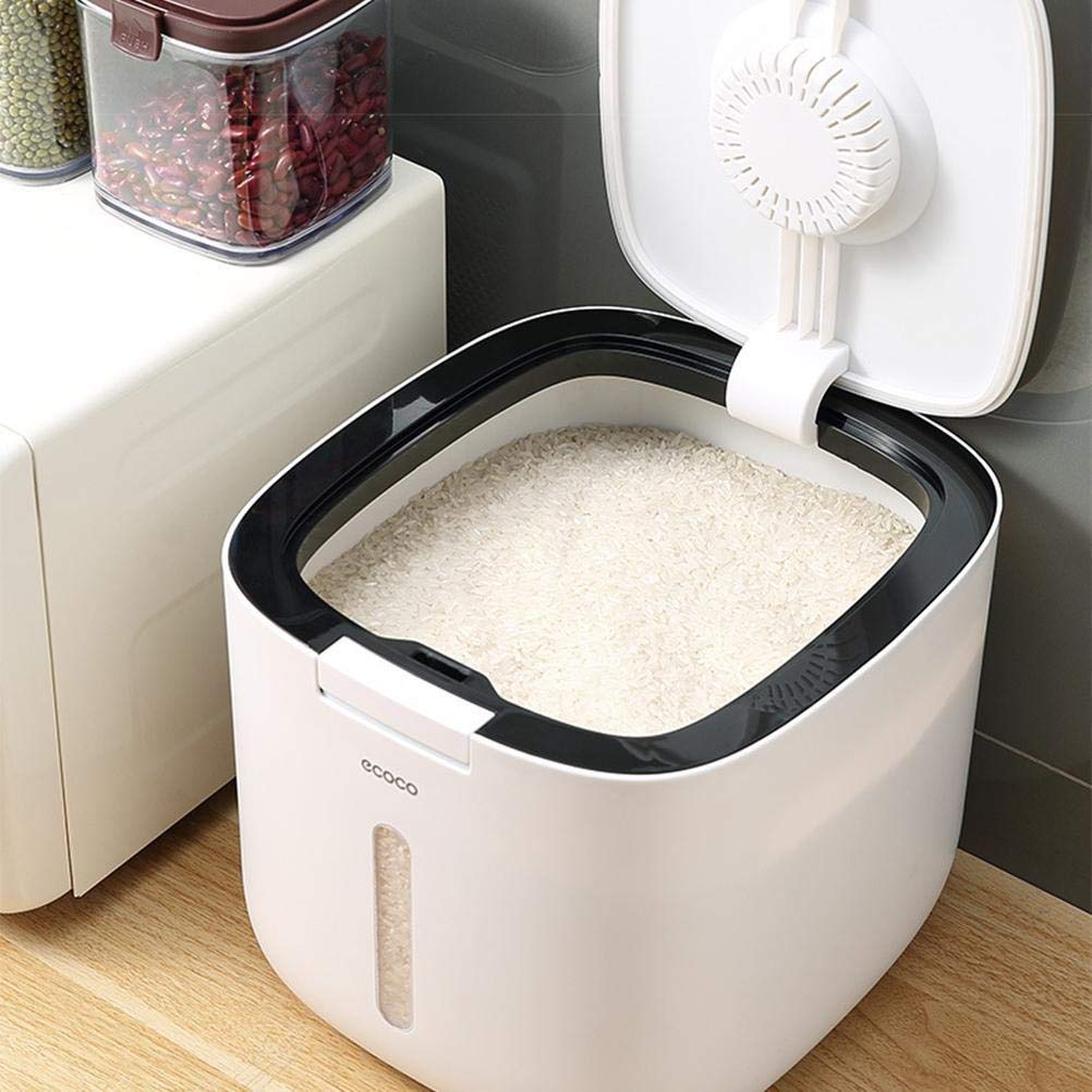 Hidyliu Contenitore per la Conservazione degli Alimenti Dispenser di Riso Elegante e Sigillato a Prova di Insetti per la di Famiglia Opzioni da 5 Kg e 10 Kg (nera #19)