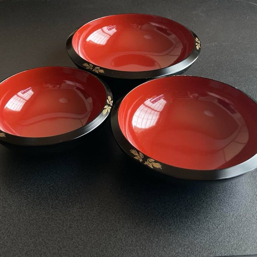 漆器 黒と赤の鉢 片口 朱と黒 吉楽 木製 漆塗り 中鉢 漆器の井助