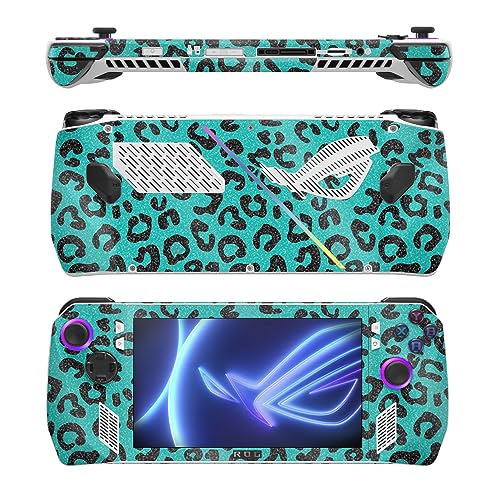 Image of MightySkins Glossy Glitter Skin Compatible with Asus ROG Ally - Teal Leopard | Protective, Durable High-Gloss Glitter Finish | Easy to Apply