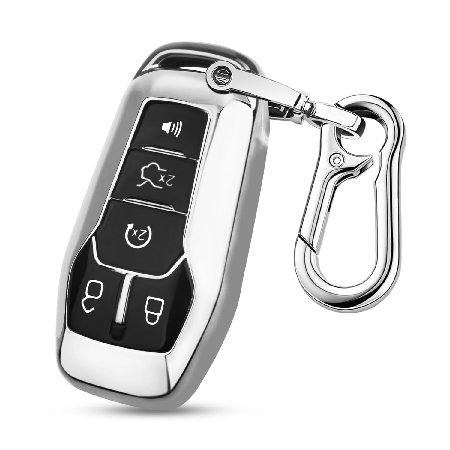 QBUC Ford Key Fob Cover with Keychain, Shell Compatible with Ford Explorer, F150, Lincoln MKC, MKX, MKZ, Fusion, Mustang, Edge Remote Vehicle