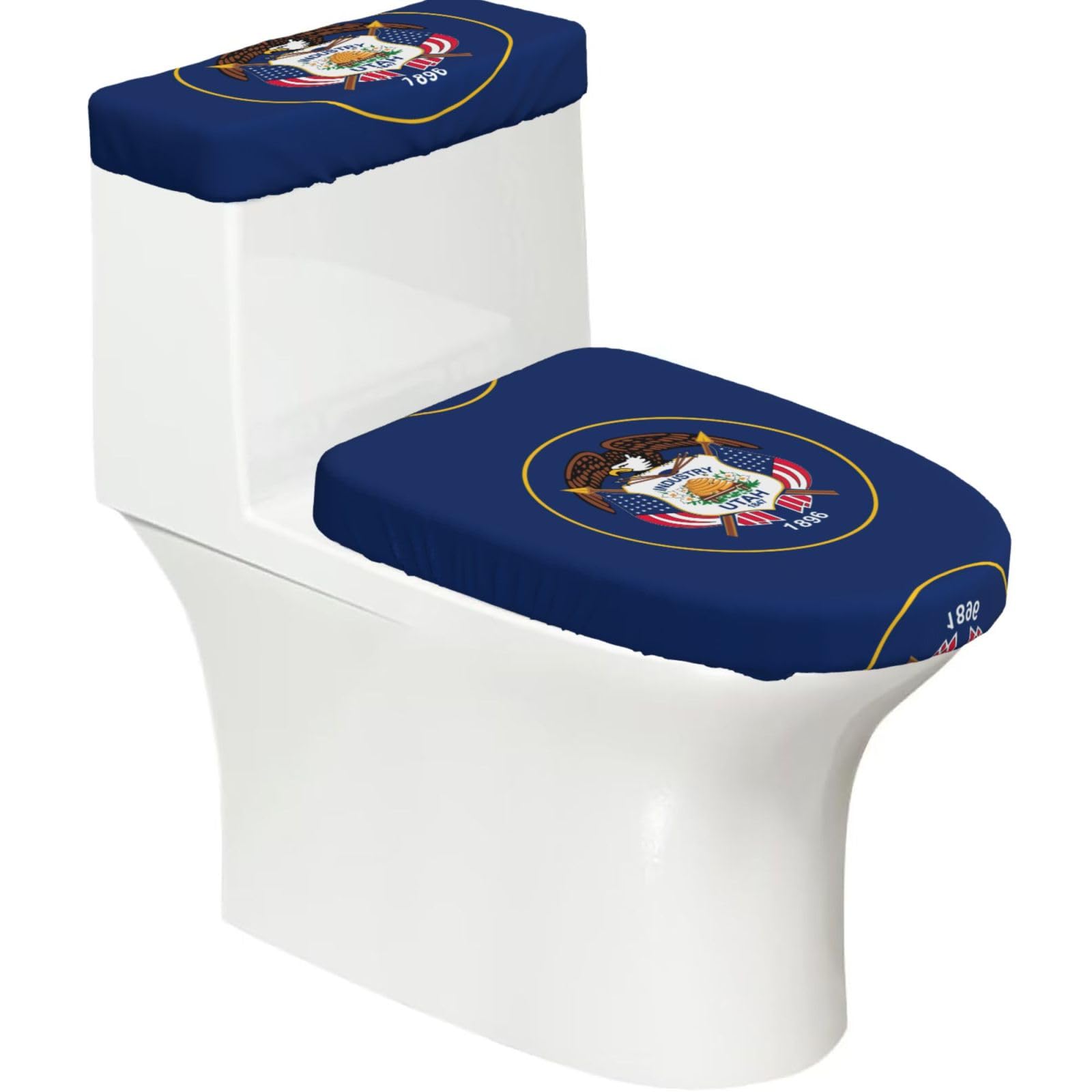 Utah Flag Print Bathroom Decor Toilet Lid Cover And Tank Covers, Restroom Accessories Fits Most Round