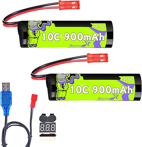 Batería de iones de litio de 900 mAh 3.7 V 10C con enchufe JST, alta capacidad para Huina 1337 1338 EC16 DE85 RC Stunt Car Construction Trucks,