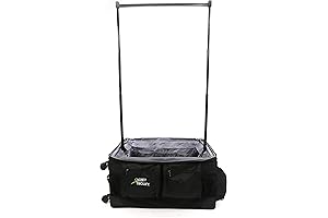 Collapsible Rolling Dance Bag with No-Lean Garment Rack - Black