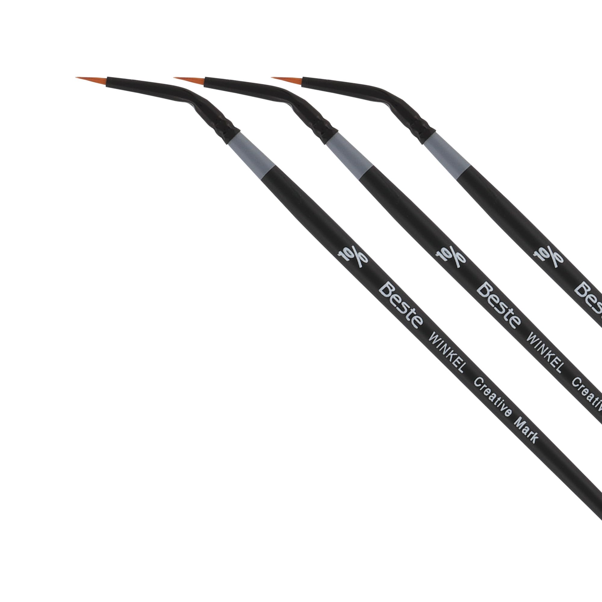 Creative Mark Beste Golden Taklon Winkle #0-3 Pack Artist Brush, Professional Watercolor Brushes, for Acrylic Painting, Short Handle, Sharp Edges, Hand-Tied & Shaped