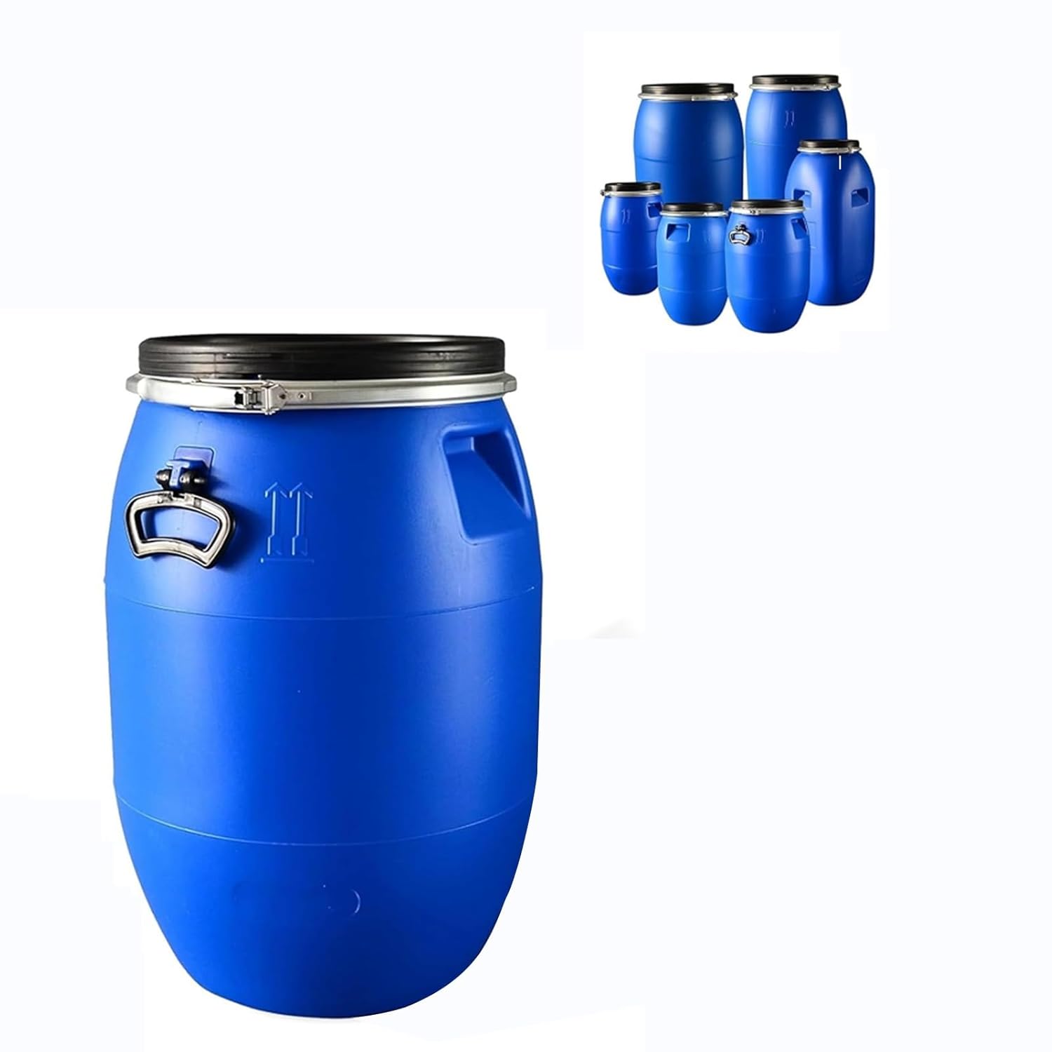 Blue Plastic Drum, Shipping Barrel with Lid, Air Tight Design, Controller Design, Water Drum, Rain Barrel Alternative, for Shipping and Storage(30L)