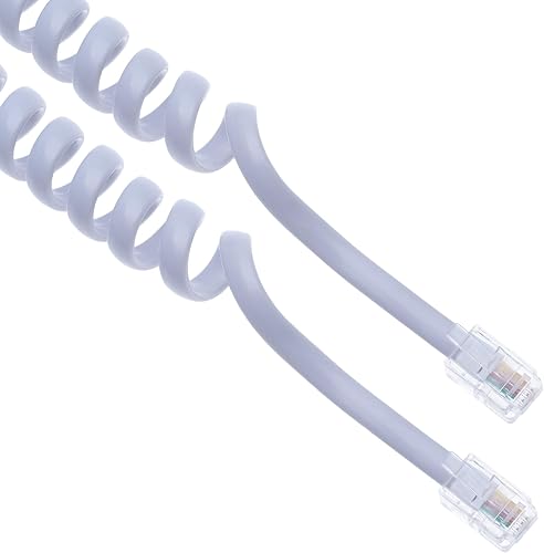 Miniatura 6 de Cable RJ10 para teléfono, cable rizado con resorte, espiral de 10 pies, compatible con teléfonos fijosIP BT, AT&T, Cisco, NEC, ROLM, ITT, TI (negro)