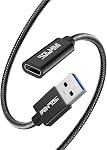 USB C Femmes à USB Adaptateur mâle 4FT(1.2M), Mise à jour du type C USB 3.0 Adaptateur Homme avec 5Gbps Transmission de données haute vitesse pour ordinateur portable, chargeur, banque d'alimentation, disque U (longueur du cordon net) 3.7ft)