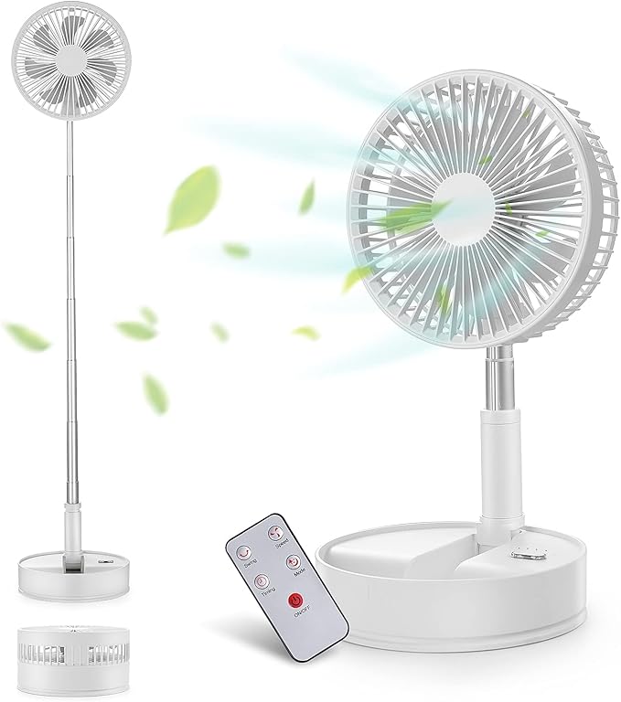 8" Portable Standing Fan, LAWIND Foldable Desk Fan with Remote