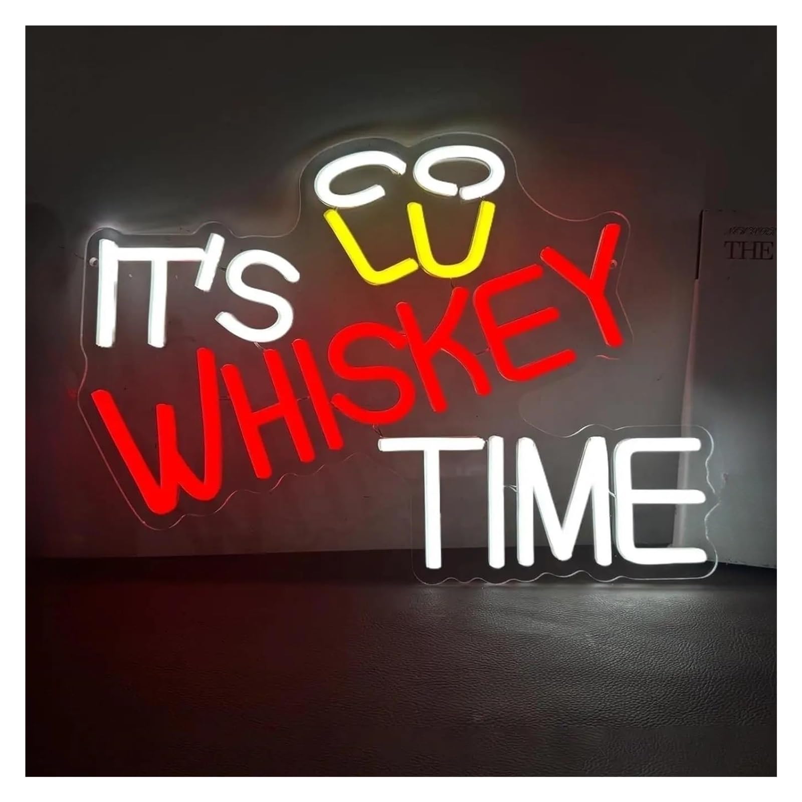 LEMST Sign Lamp It's Whiskey Time Neon Sign USB Dimmable Light for Whiskey Bar Man Cave Home Store Bedroom Brithday Party Decor 38cmx26.82cm