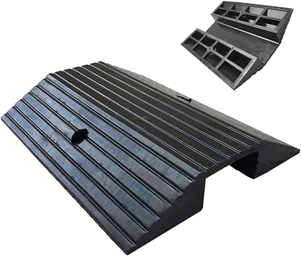 Fubas-Bar stool Threshold Ramp with Bottom Grid, Rubber Non-Slip Surface, Wheelchair Transition Ramp for Doorways, High Load-Bearing Capacity (Black)