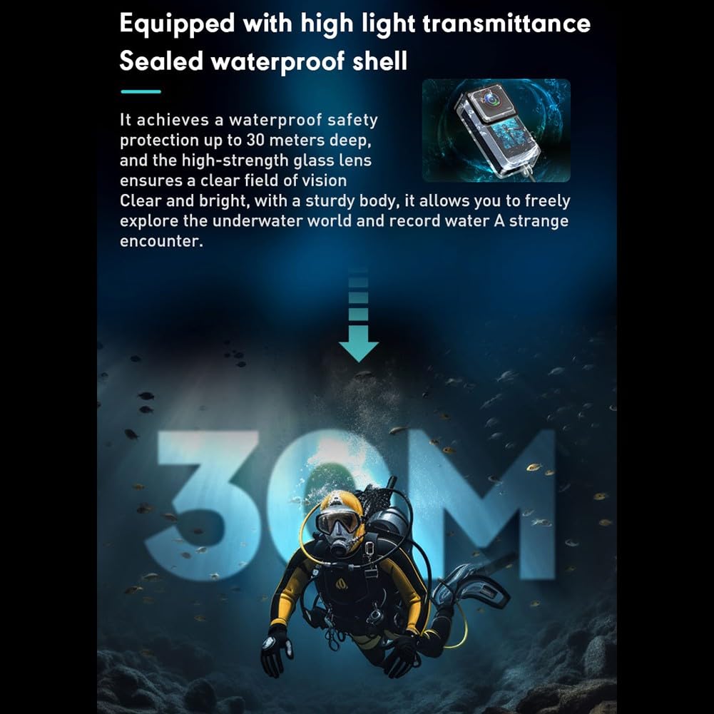 Action Camera 4K impermeabile con foto da 20 MP, schermo da 1,3 pollici e grandangolo a 120°, videocamera sportiva portatile per ciclismo, vlogging animali domestici, supporta 256 GB