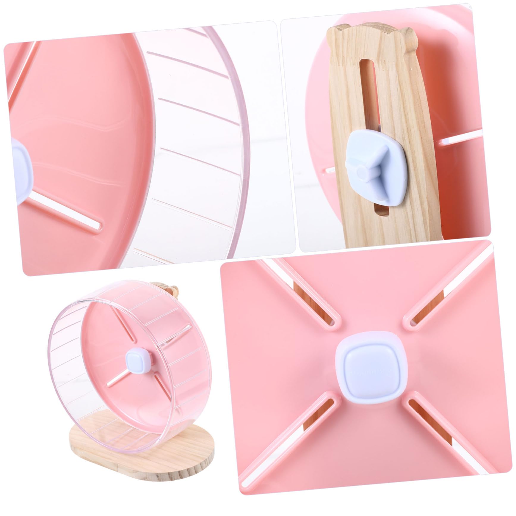 COLLBATH Ruota da Corsa Silenziosa per Criceti Base Stabile, Giocattolo Antistress in Abs e Legno, Dimensioni 20cm, per Piccoli Animali Domestici