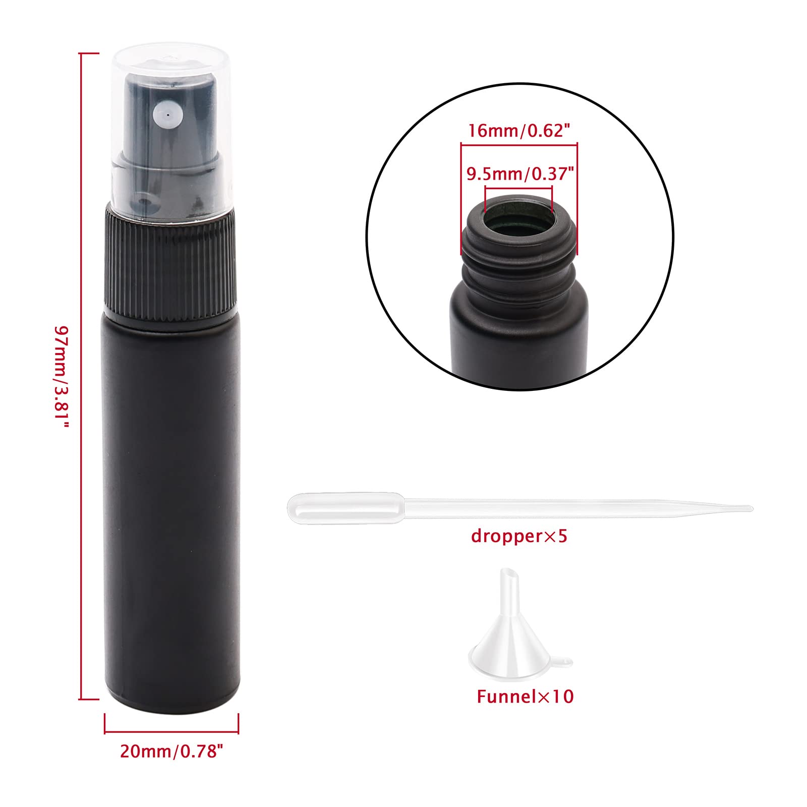 Kesell Flaconi Spray In Vetro 10 Ml – 10 Pezzi Con Imbuti E Contagocce, Per Profumi E Olii, Perfetti Per Viaggio (Ciano)