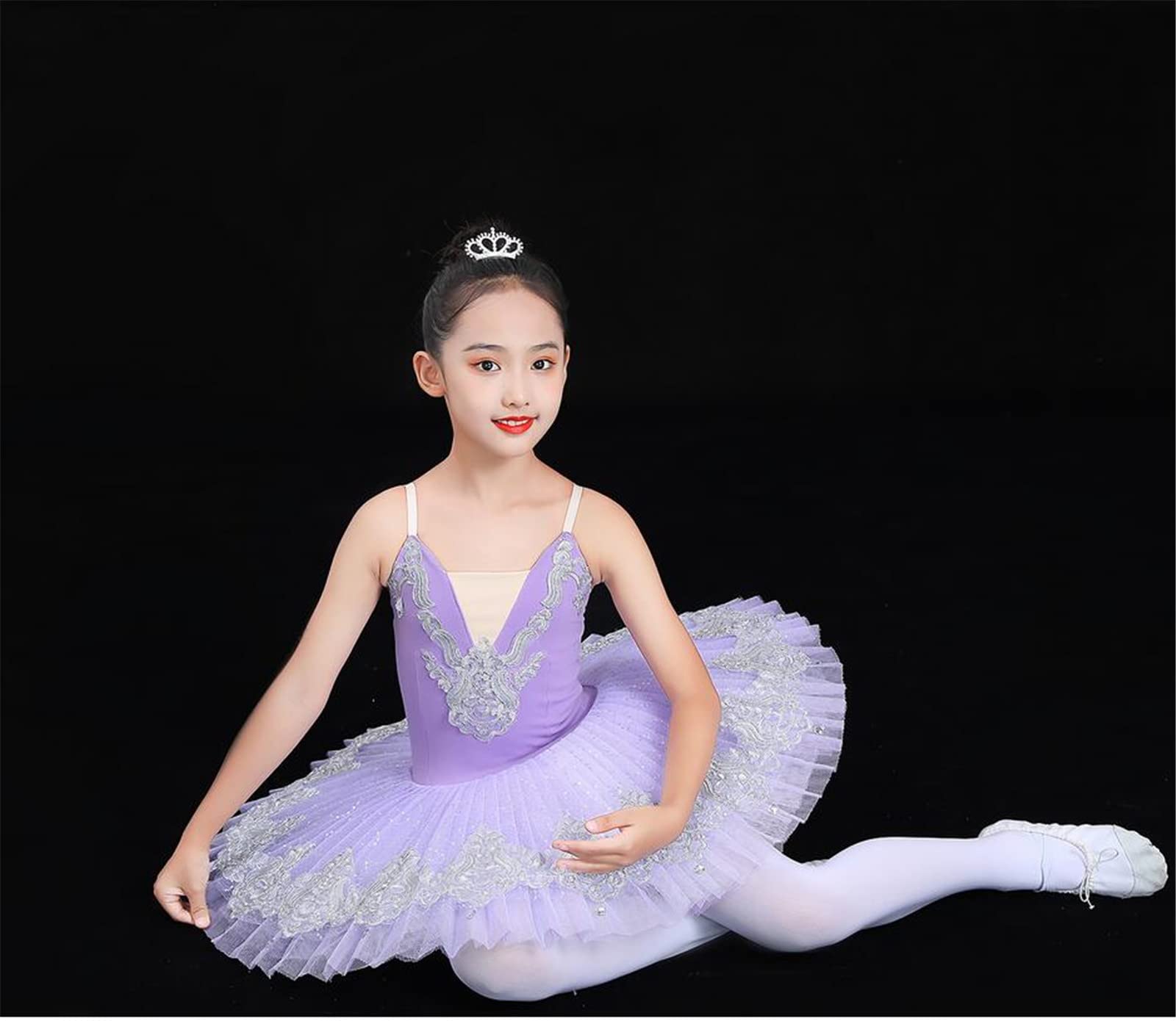 Tutu di Balletto Professionale Gonna Balletto per Ragazza Costume da Lago dei cigni Costumi di Danza del Ventre Abito da Spettacolo teatrale,Viola,150CM