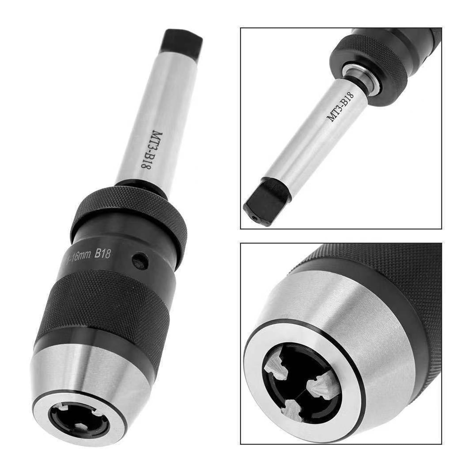 1 zestaw pasuje do MT1 MT2 MT3 MT4 B16 (1-13 MM) automatyczny samozaciskowy uchwyt wiertarski Morse'a MT1/MT2/3/4 chwyt stożkowy korbowód uniwersalny (Color : MTB3-B16(1-13MM))