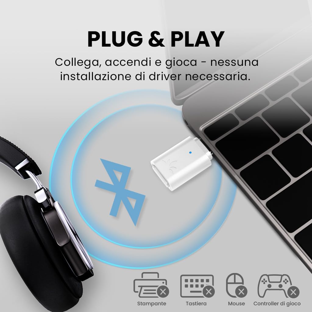 Adattatore Bluetooth Avantree C81-Gaming Per PS5 - Low Latency, AptX-Adaptive, USB-C - Foto 9