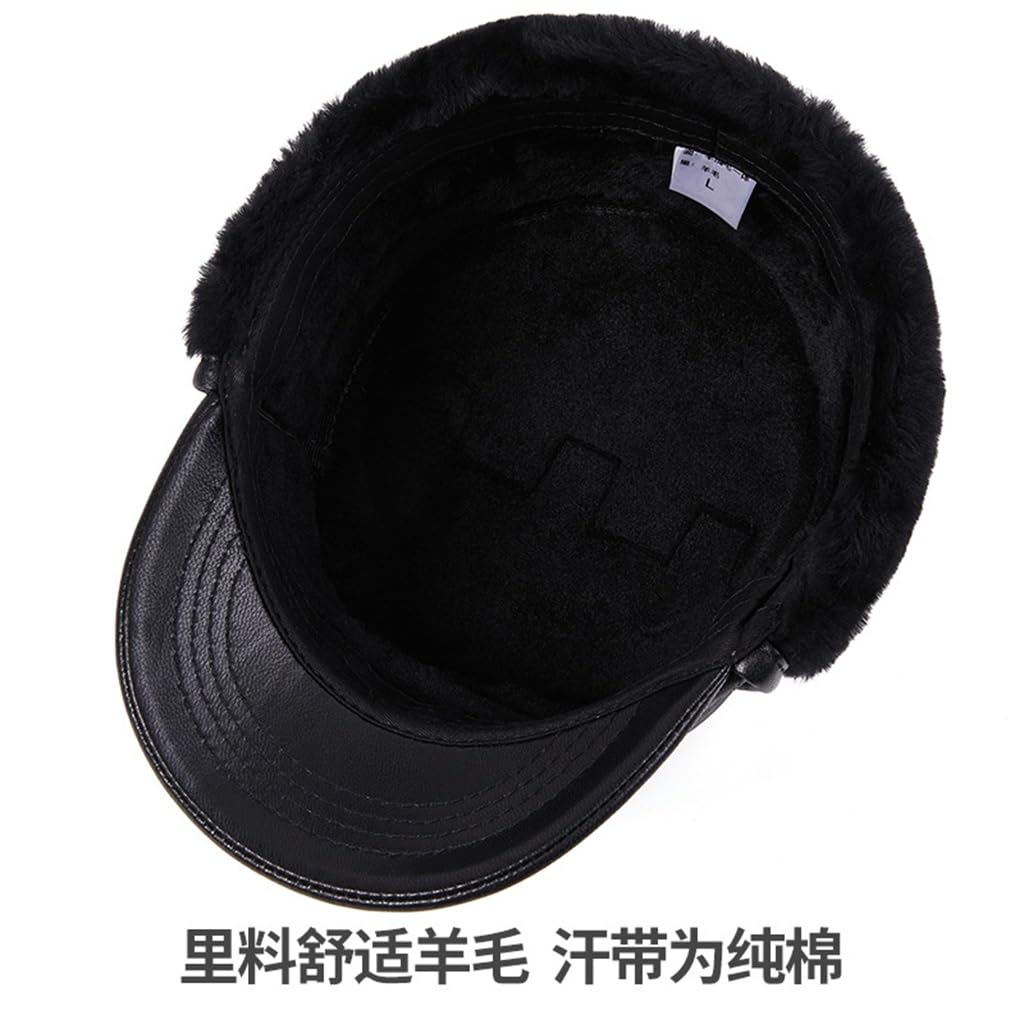 Gorro de Invierno para Hombre, Grueso, cálido, para Exteriores, con protección auditiva, de algodón, de Cuero (D 7), D-7 (D 7 1/4)