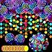 50 Pieces Neon Glow Balloons Glow in the Dark Supplies for Glow Neon Party, 12 Inch Blacklight Polka Dots Latex Balloons and 157 Inch Neon Paper Circle Dots Garland (Transparent, Fresh Style)
