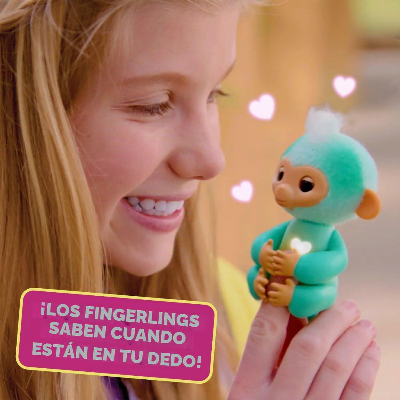 Fingerlings Nuevo Mono bebé Interactivo 2023 reacciona al Tacto - Más de 70 Sonidos y reacciones - Harmony (Rosa)