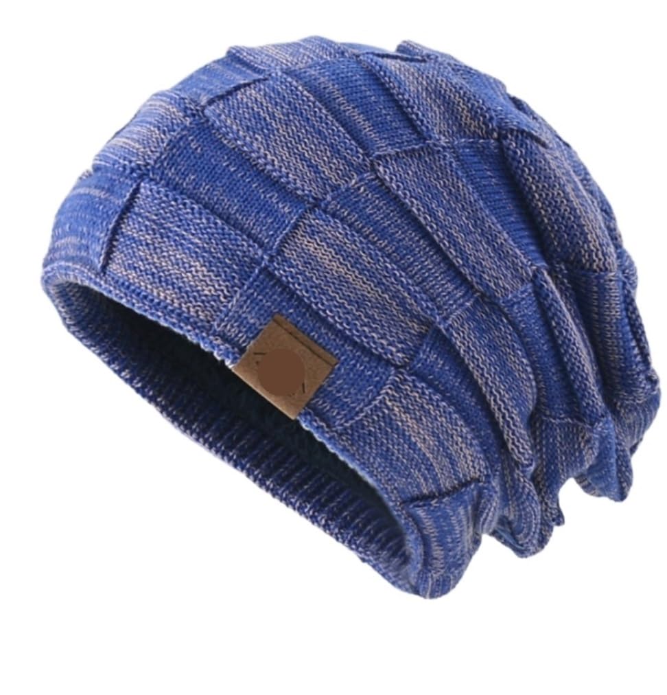 Mützen Winter Mützen Wintermütze Für Männer Und Frauen, Mit Fleece Gefüttert, Dick, Warm, Kariert, Gestrickt, Totenkopf-Mütze Wintermütze (Color : F, Size : One Size)