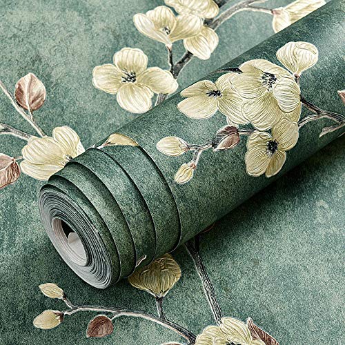 Papel Pintado Vinílico Para Muebles,Etiquetas Engomadas No Tejidas Del Papel Pintado 3D, Rollo Del Papel Pintado Del Fondo De La Tv De La Sala De Estar Del Dormitorio-Verde 1_Los 0.53X30M