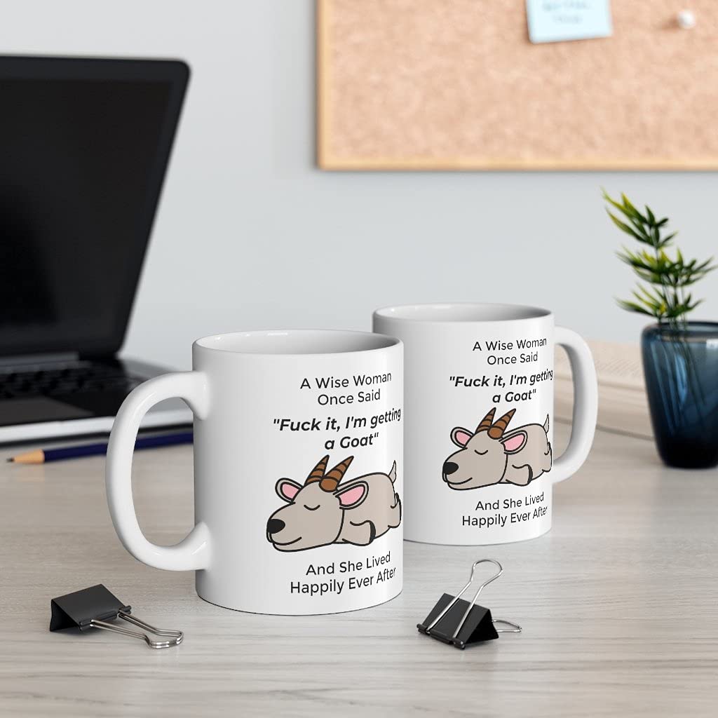 Funny Goat Lover Mug - 11oz White Ceramic Coffee Cup With Wise Woman Quote, Perfect Gift For Mom & Goat Enthusiasts