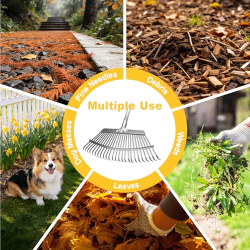 Rastrillo para jardín ajustable de 18 pulg. con mango de 62 pulg. miniatura 6