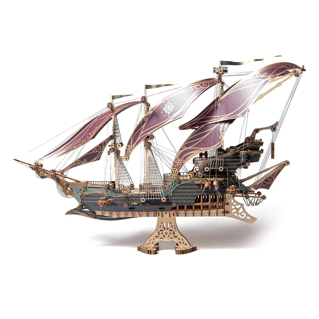 The Marítima Aventuras del Barco Pirata Sparrow Puzles 3D para Adultos y Niños para Construir Morado Howcat Madera 518 Piezas