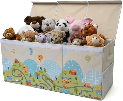 Miniatura 15 de Organizador de almacenamiento de juguetes extra grande con tapa, diseño de caja de almacenamiento de juguetes resistente y plegable, contenedor de