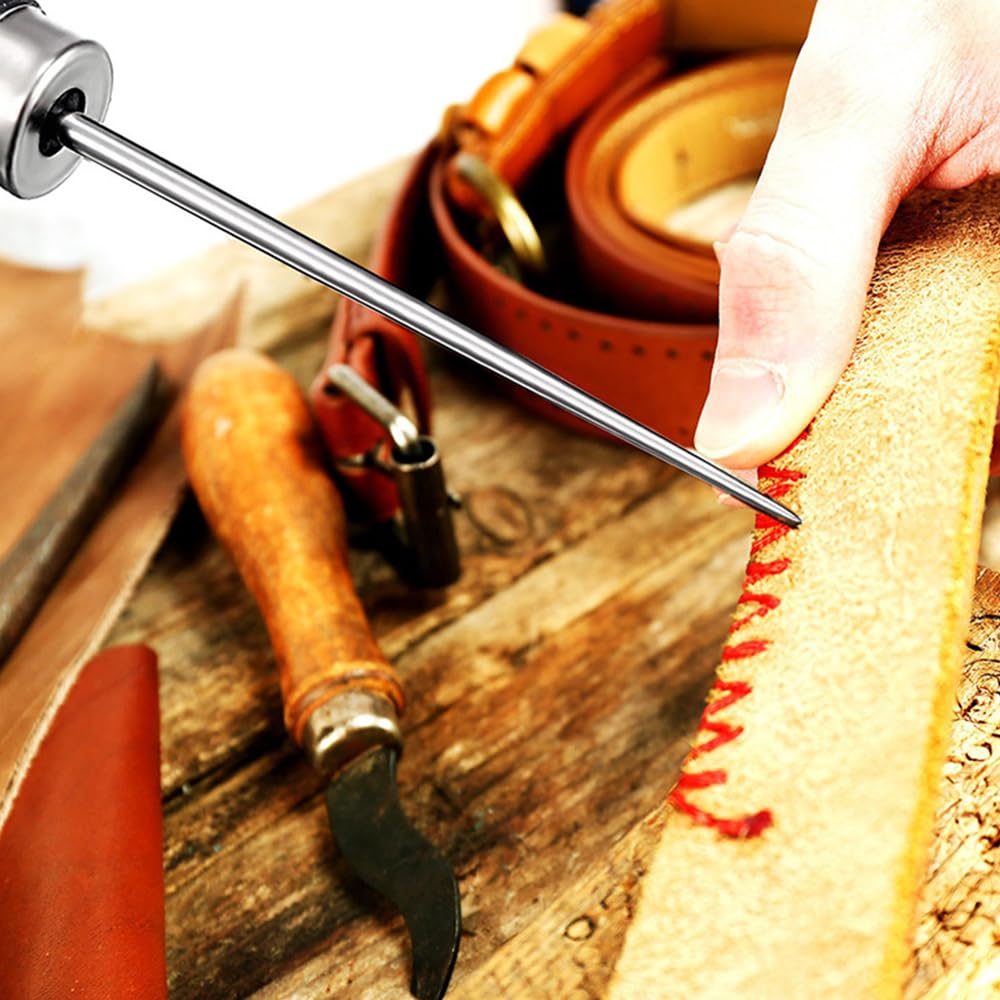 Punteruoli Con Manico In Legno 2 Pezzi - Per Cucito Pelle, Tessuto, Fai Da Te - Foto 9