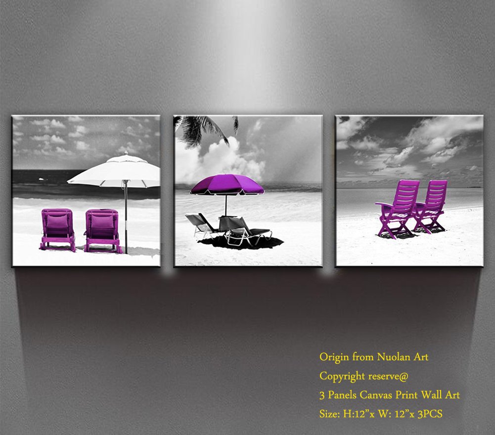 Canvas Wall Art- Multi Pieces Canvas Prints "Purple Relaxing Moment" Modern Landscape in Oil Paintings Artwork Style for Wall Decor /Home Decoration-Nuolan Art P3L3030-005
