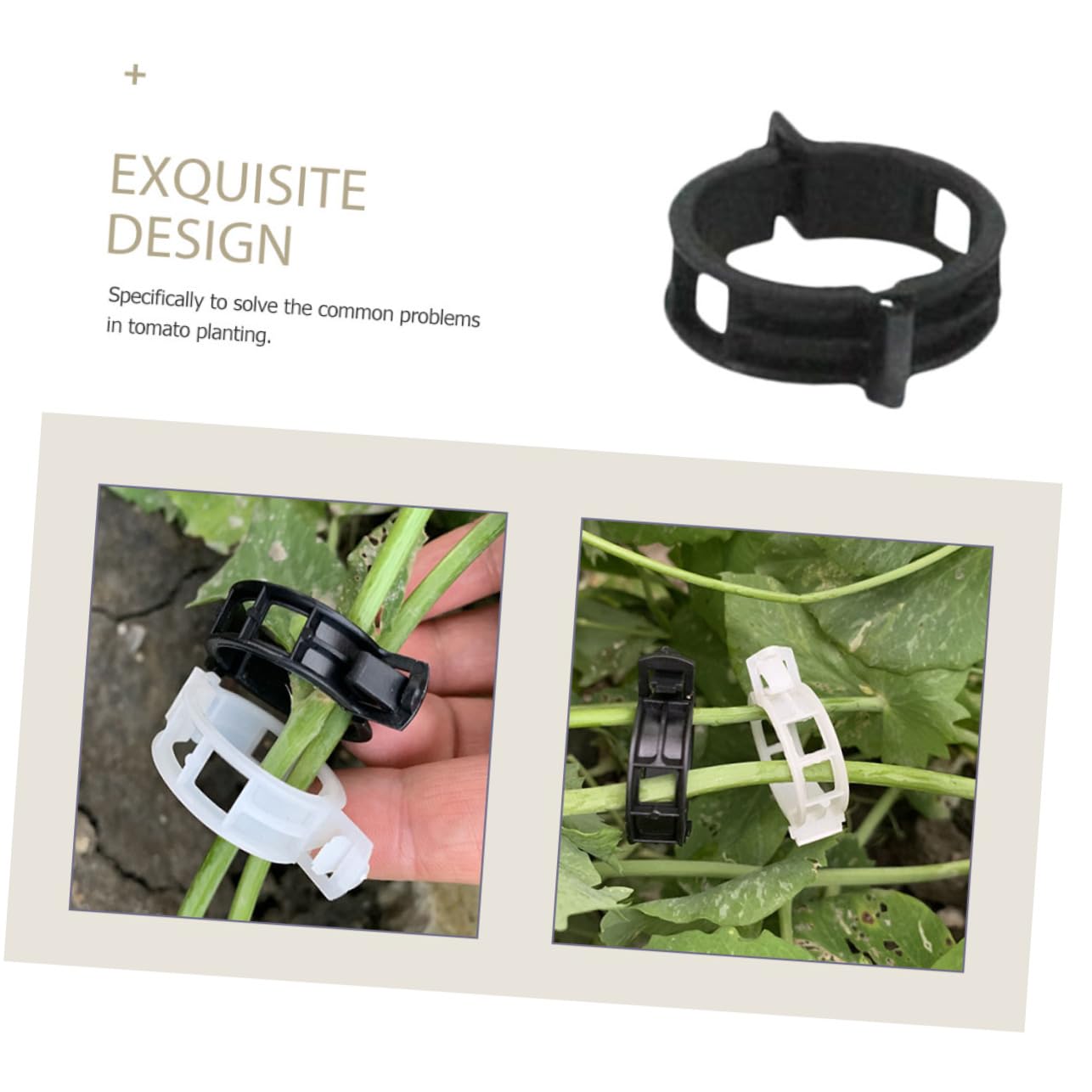 Abaodam 4 Sätze Pflanzenclips Gitter Pflanzenstützclips Im Freien Tomatenpflanzeunterstützung Blumenrankenclips Kletterpflanzen-Clip Gartenklemme Pp Black 100 Stück * 4