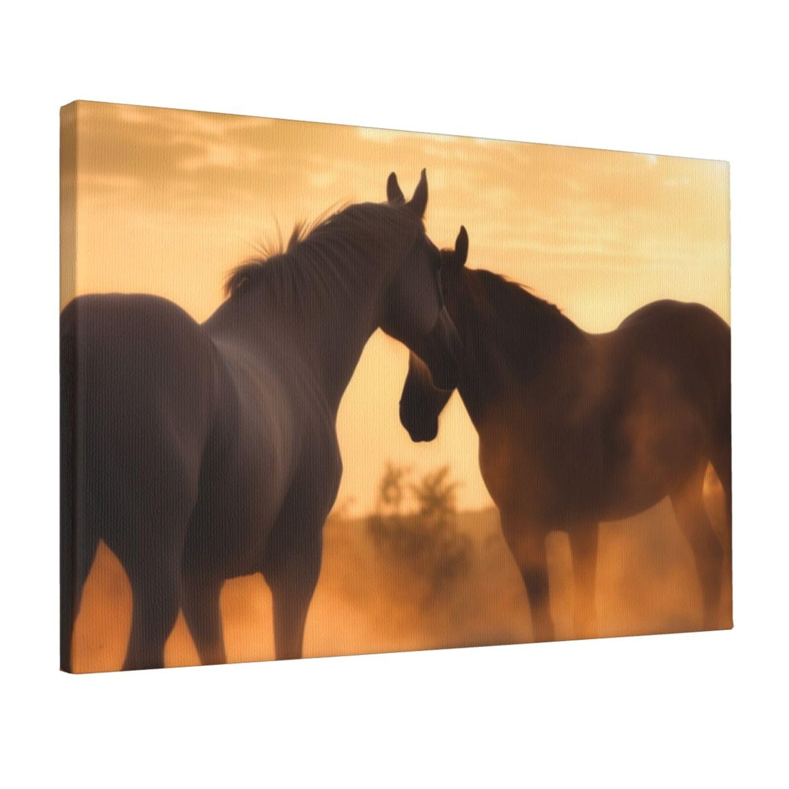 DWVTSLH Horses in Love Poster Paintings Canvas Wall Art Bedroom Prints Home Decor Hanging Picture Modern Home Artworks Aesthetic for Living Room Office Wall Decor 12x18in Unframed