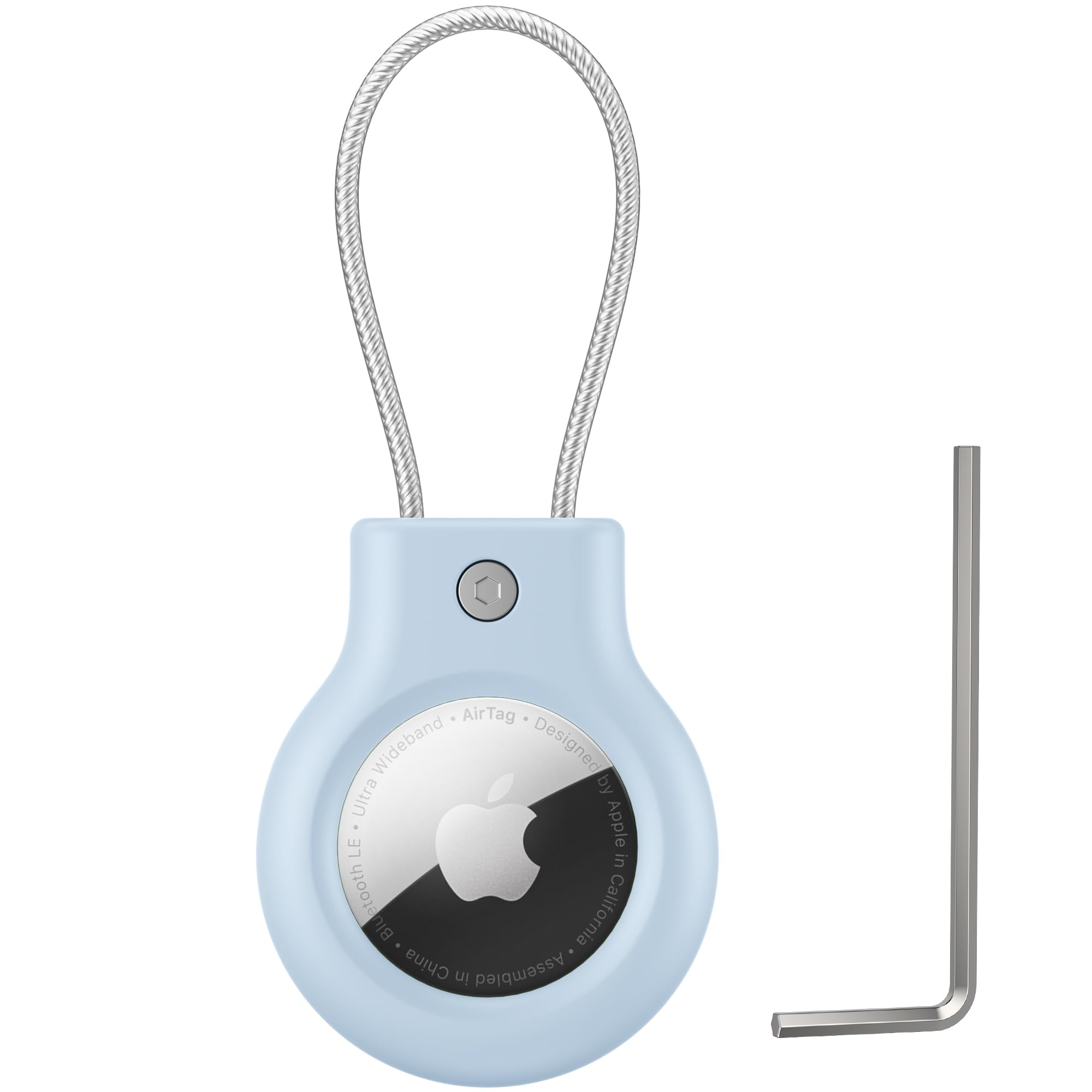 Meliya at Holder for Apple at Secure Holder with Wire Cable, 4 Pack Air Tag Lock Case Keychain Key Ring Key Chain Luggage Tag for Keys, Luggage & More - Light Blue-image-27