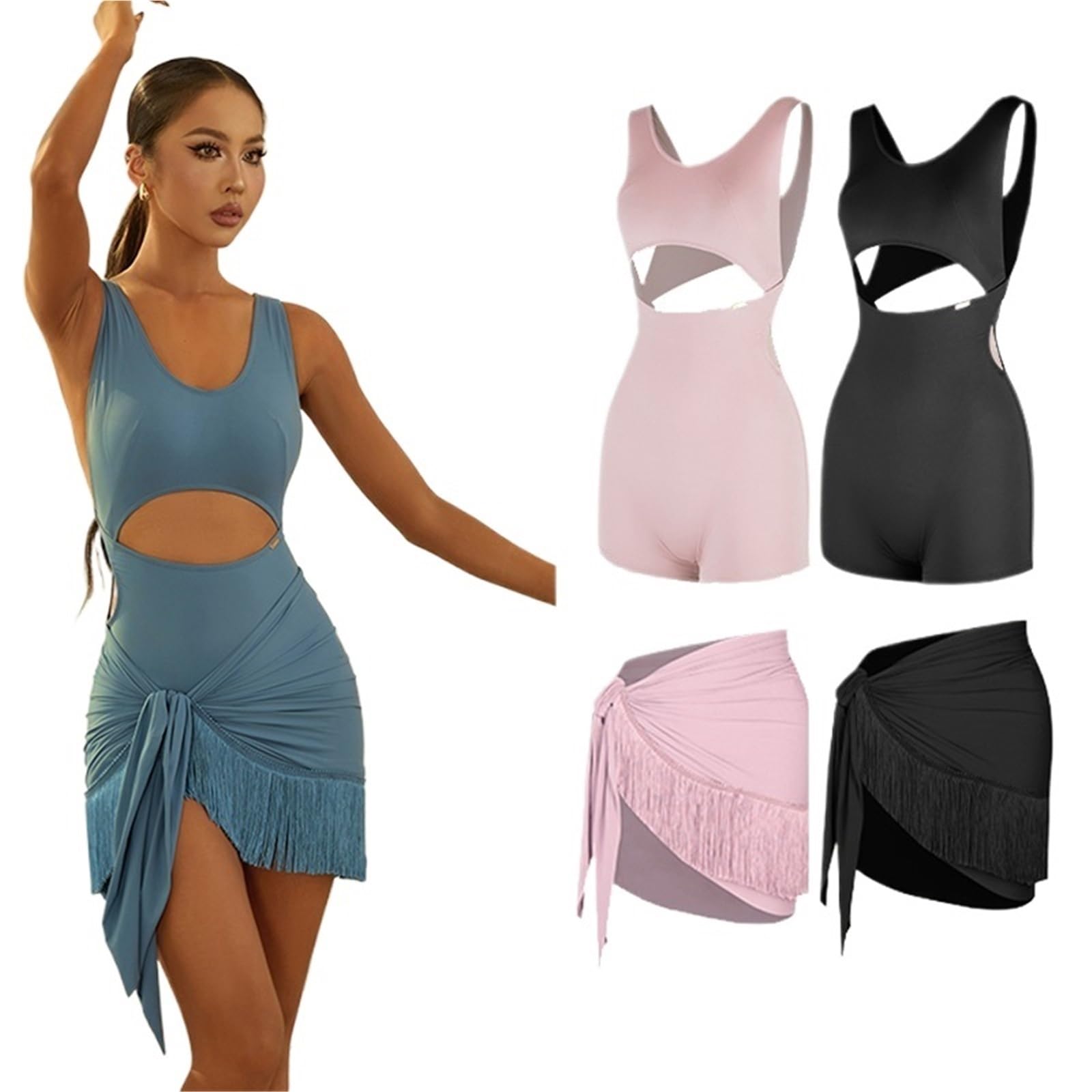 Latin Tanzkleid Latein-Tanz-Kleidung for Damen, Bodysuit, Rock, Trainings- und Praxis-Tanzkleidung Für Tanz