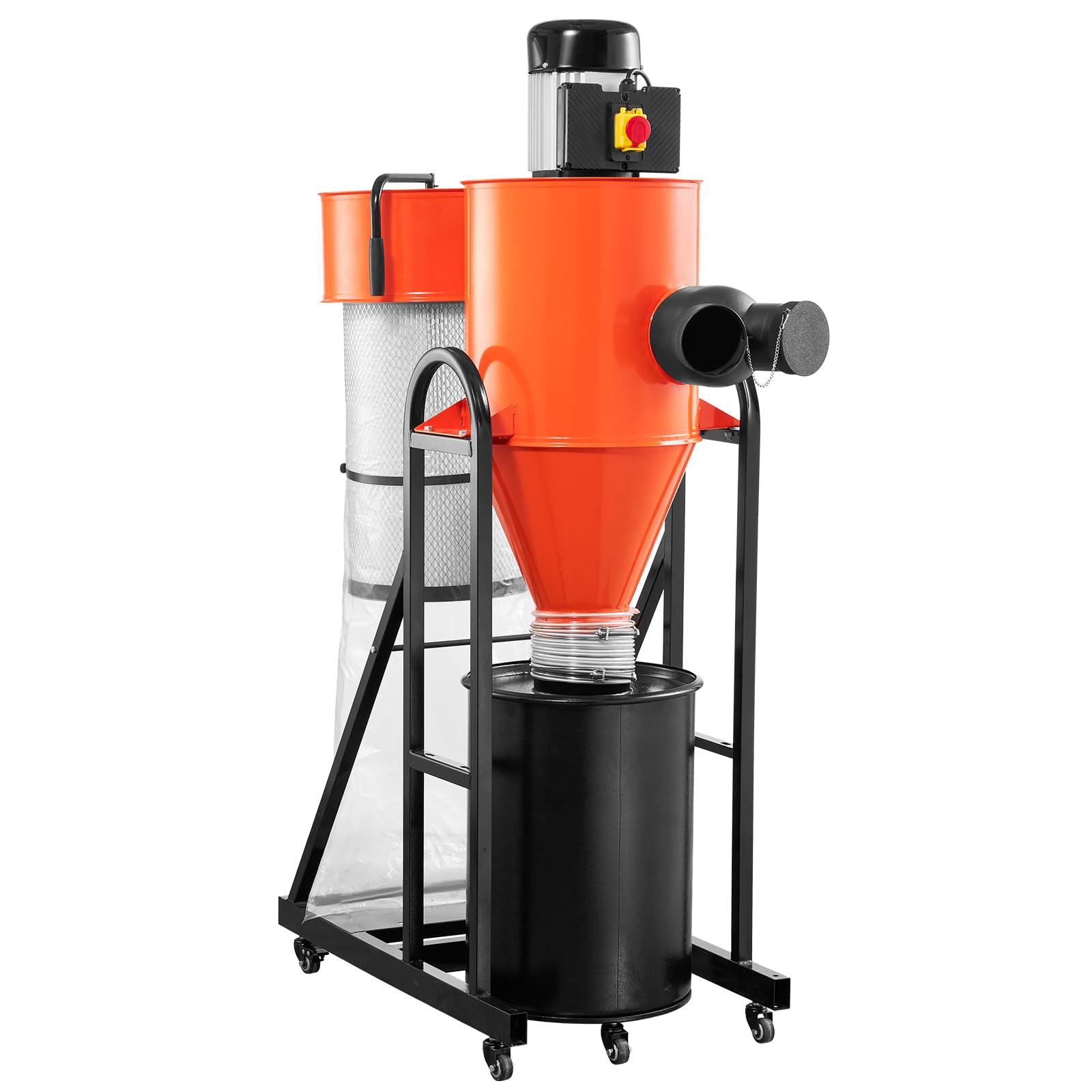 VEVOR Aspiratore di Polvere, Aspiratore di Polvere a Ciclone da 763 CFM 1 Micron, Separatore di Polvere da 1,5 CV con Sacco di Raccolta Polvere da 47,32 L Supporto di Base, Lavorazione del Legno