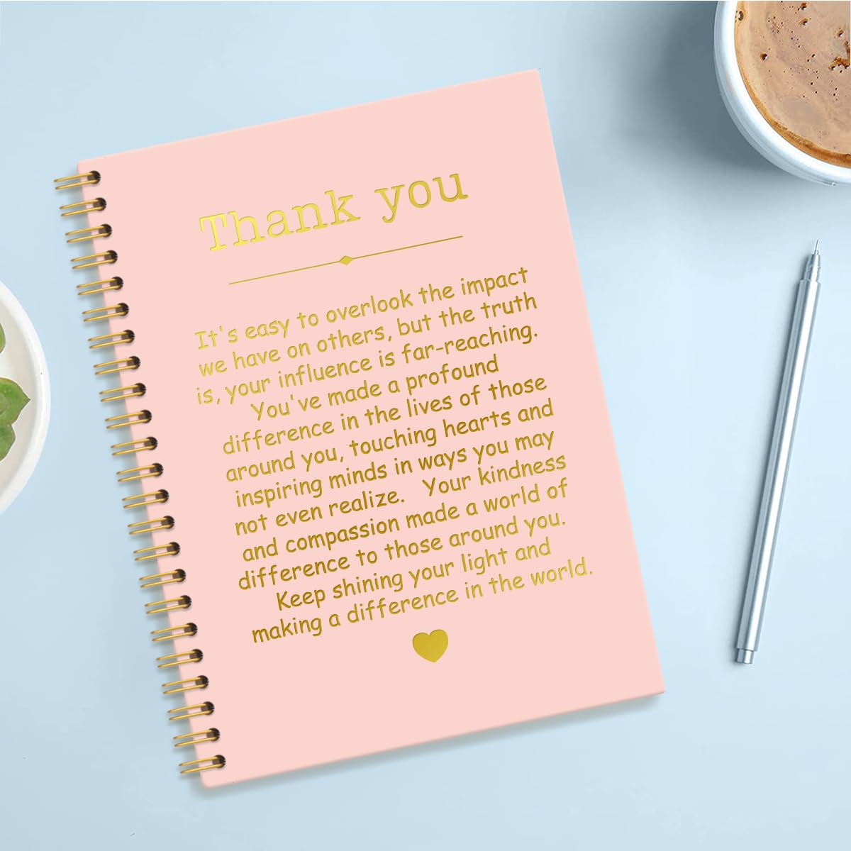 QYUVK Cuadernos en espiral de tapa dura de 160 páginas de color rosa y dorado, divertidos regalos de agradecimiento para mujeres, hombres, compañeros de trabajo, mentores líderes, regalos de
