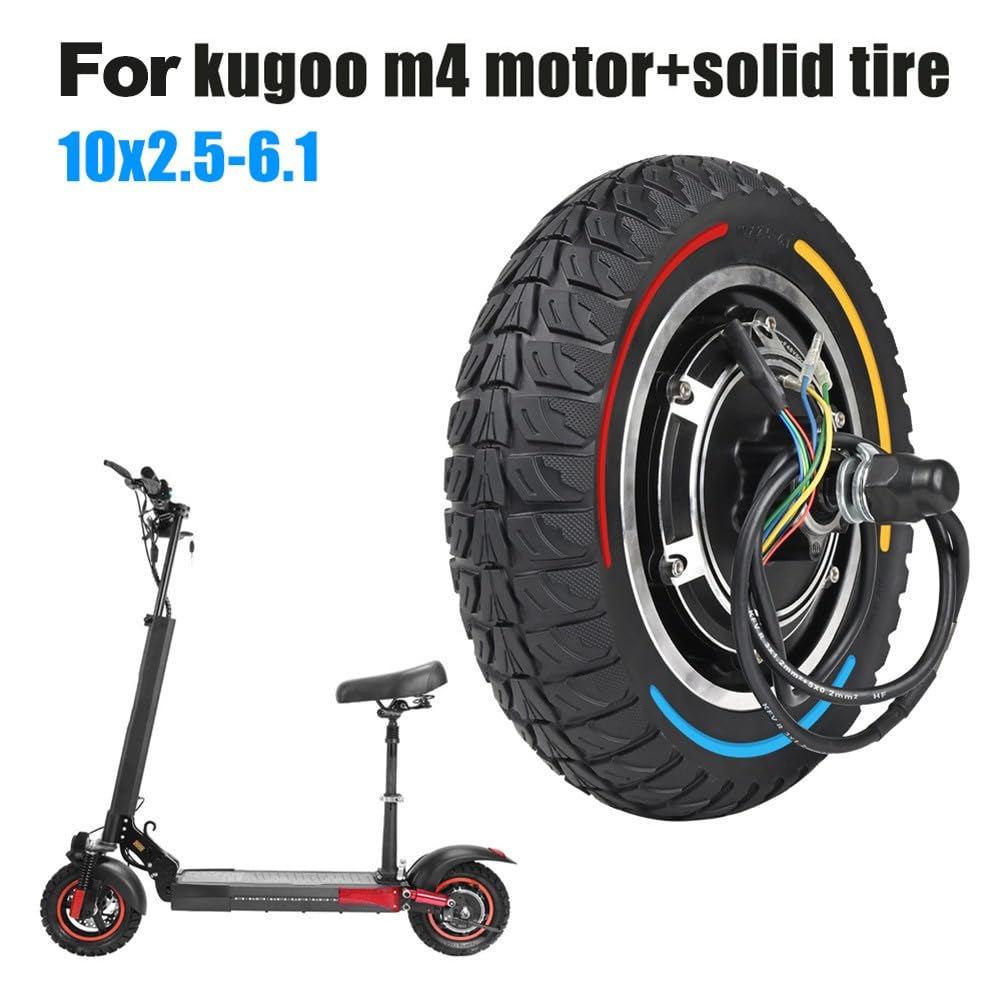 Whychstore Moteur de roue arrière de scooter électrique de 25,4 cm, 48 V 500 W pour Kugoo 4/4 Pro, ensemble de moteur gonflable avec cadre en alliage d'aluminium