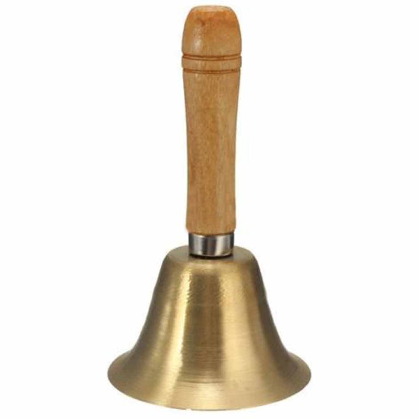 Mayitr Handle School/Reception/Dinner Bell Brass Wooden 8cm