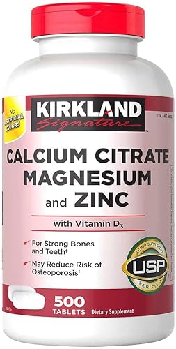 Kirkland Citrato de calcio magnesio y zinc, 500 tabletas