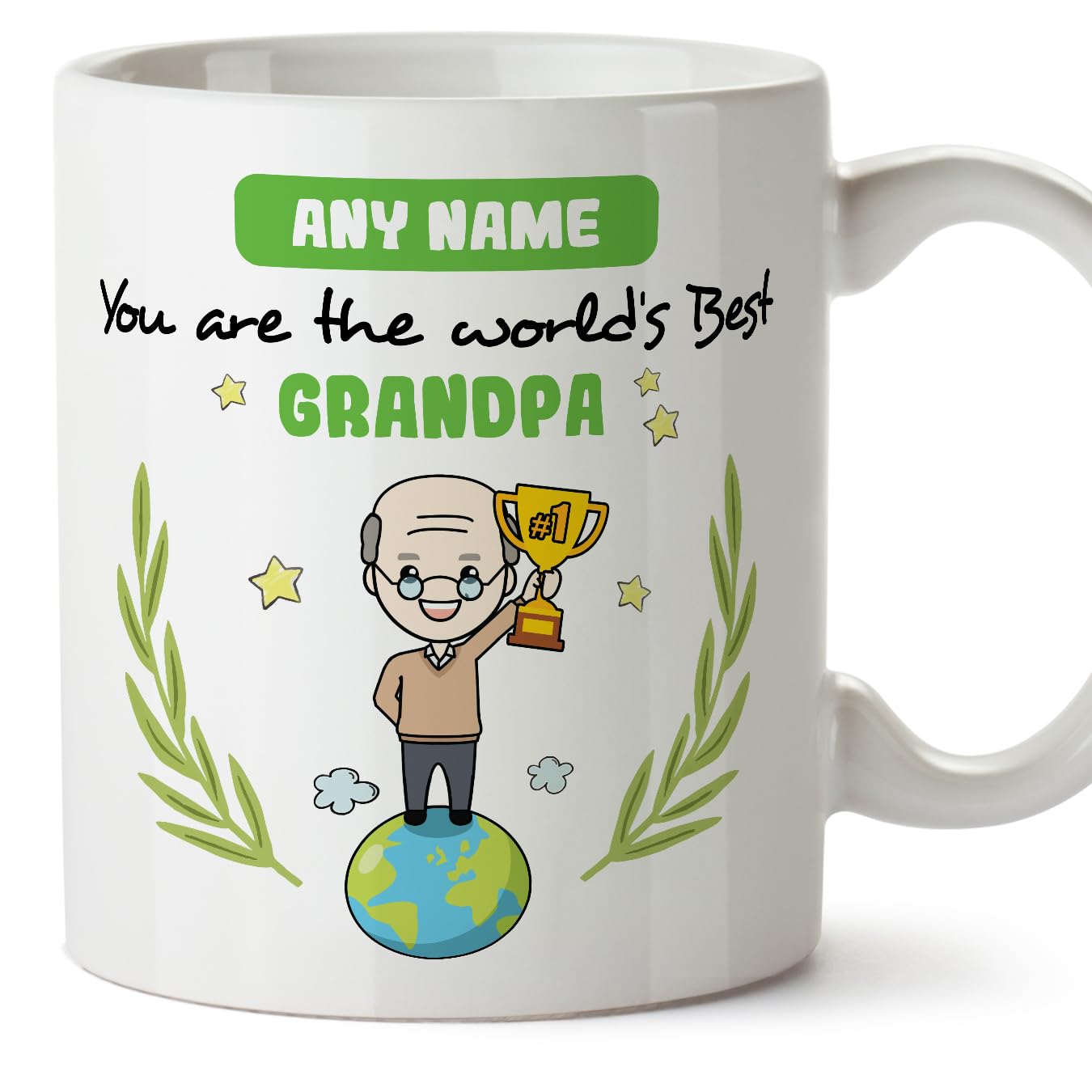 MUGFFINS Personalised Mug for Grandfather/Grandpa - in English - You are World's Best - Funny Custom Gift - Ceramic 11oz Mug