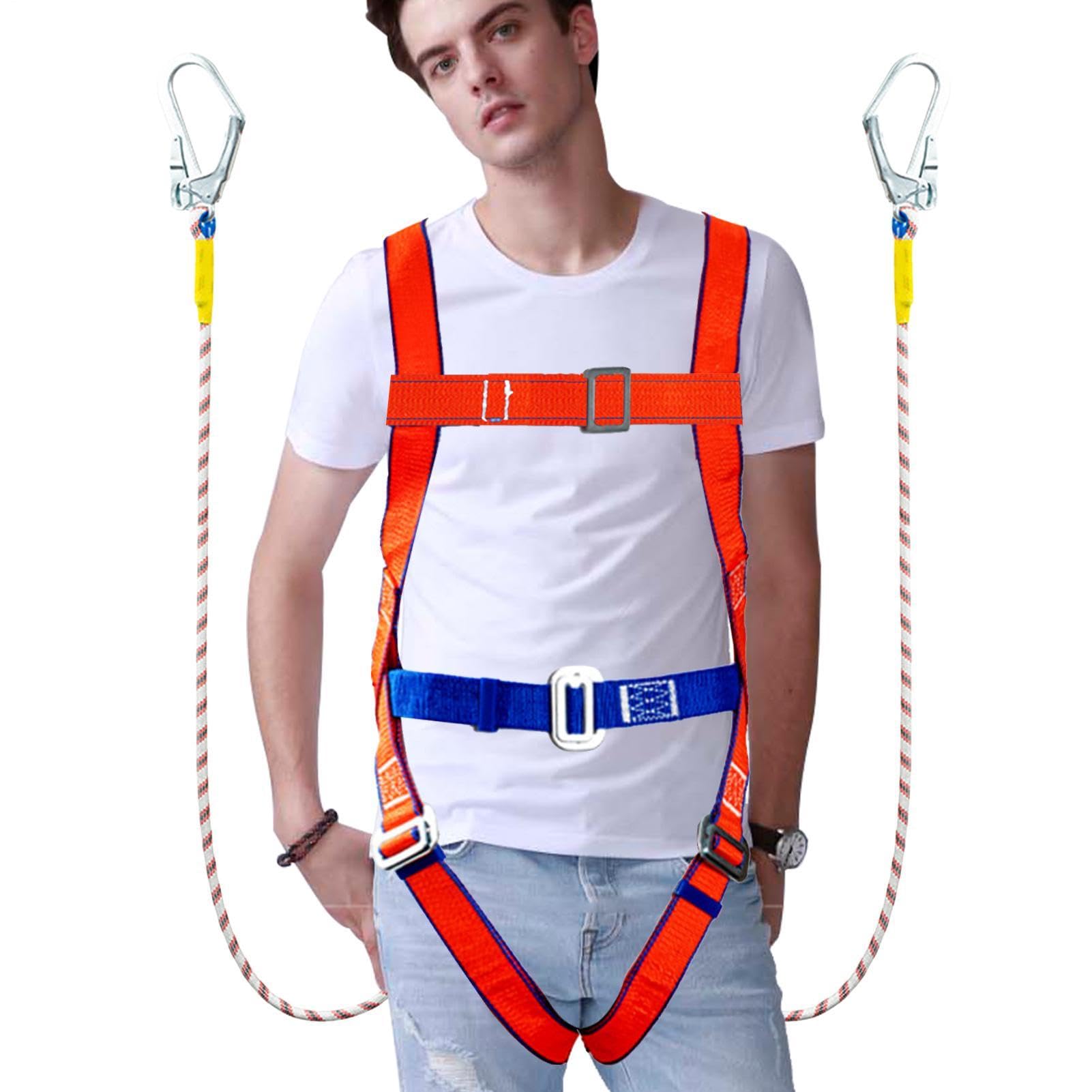 Imbracatura Di Sicurezza Imbracatura di Sicurezza Completa per Costruzioni | Con Cordino Assorbente Shock E Di Lavoro Sgancio Rapido Ergonomici Per Manutenzione Torri