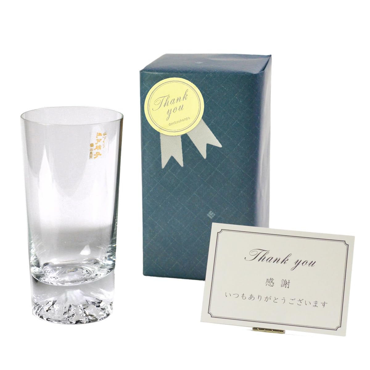 Tajima Glass Mt Fuji Tumbler Edo Glass 12.8oz Beer Glass Wooden Box Japan