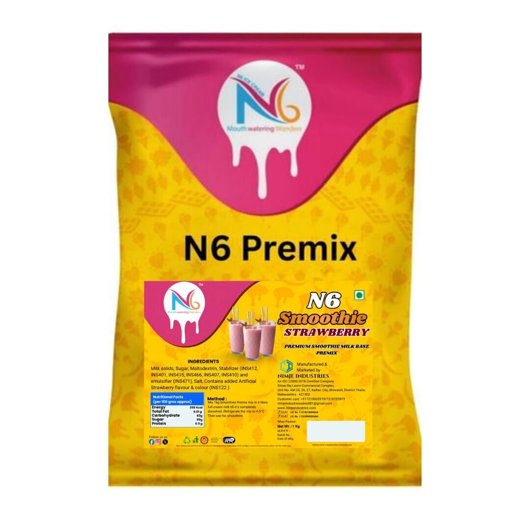 N6 Premix Strawberry Smoothie Premix Powder 1 Kg – Instant Strawberry Milkshake & Smoothie Mix | Rich Creamy Berry Flavor | Café Style Beverage Base | Bulk Drink Mix-image-11