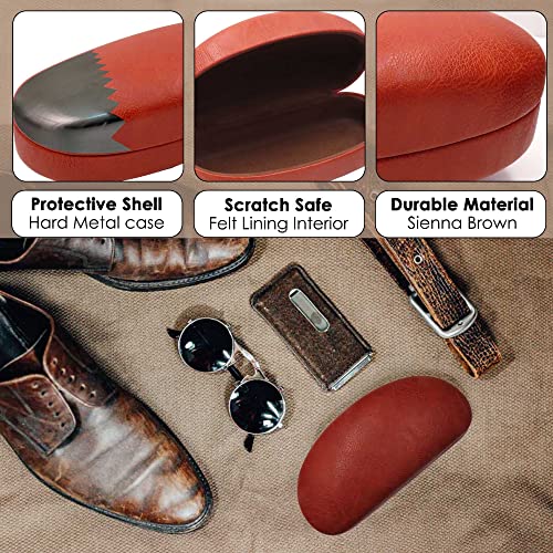 Image of MyEyeglassCase - Large Sunglasses Case - Glasses Holder with Pouch & Cloth - Eyeglass Hard shell Medium - Extra Large frames