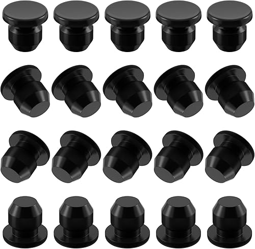 ANCIRS Paquete de 20 tapones para botellas de piso de 0.354 in, tapón hidráulico de goma de cabeza plana negra para orificio de depósito de aceite