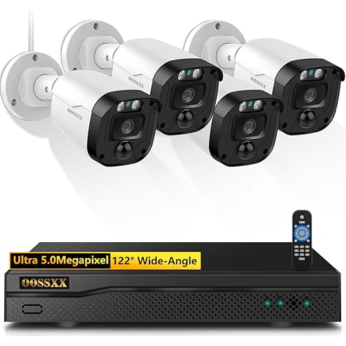 OOSSXX Full HD 5MP Definition Wired Security Camera System Outdoor Home Video Surveillance Cameras CCTV Camera Security System Outside Surveillance Video Indoor
