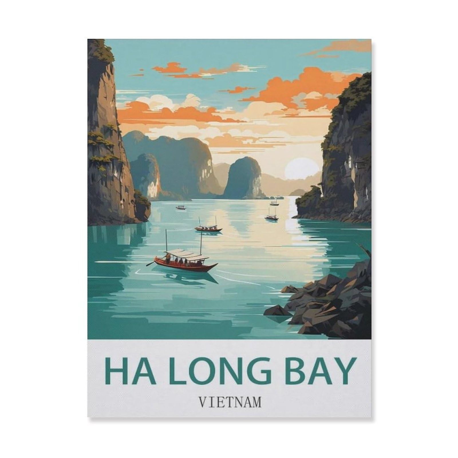 Ha Long Bay Vietnam，Retro Metal Tin Sign/Plaque for Kitchen Lounge Garden Garage Pub Wall/Door(20x30cm）8x12 inch-EF73